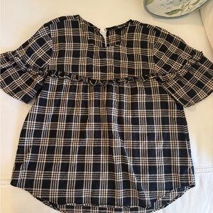 Madewell Plaid Ruffle Trim Women's Top